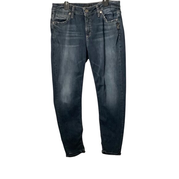 Silver Jeans Co. Womens Skinny Dark Wash Denim Jeans Size 32 Waist 28 Inseam - Picture 1 of 7